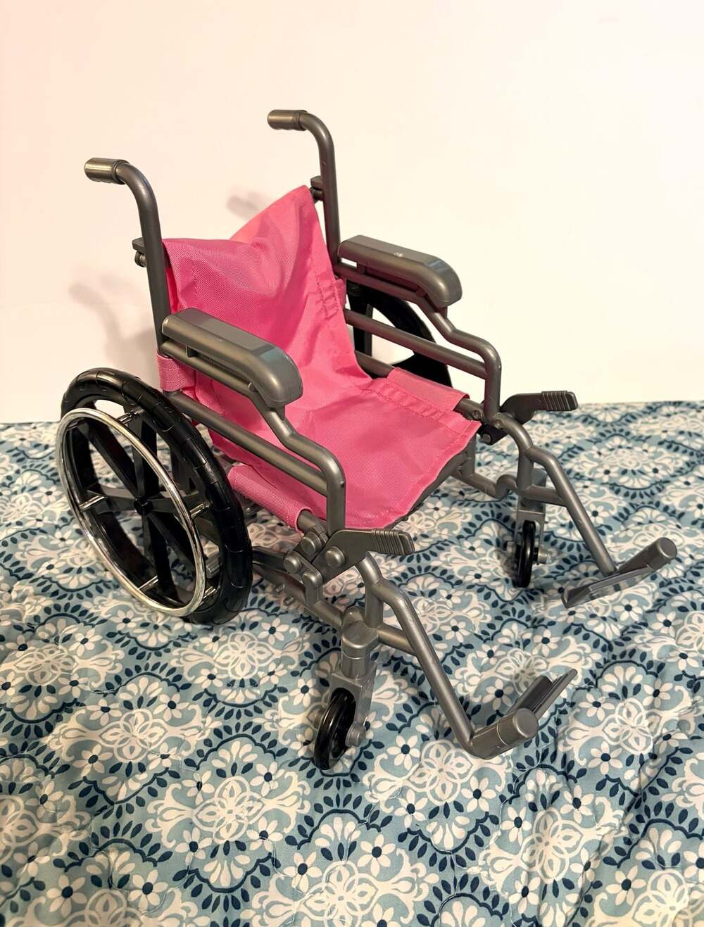 Beverly Hills Doll Collection Pink and Grey Folding Wheelchair for 18-inch Dolls